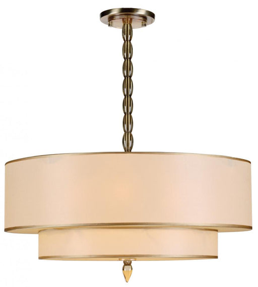 Luxo 5 Light Drum Shade Brass Chandelier