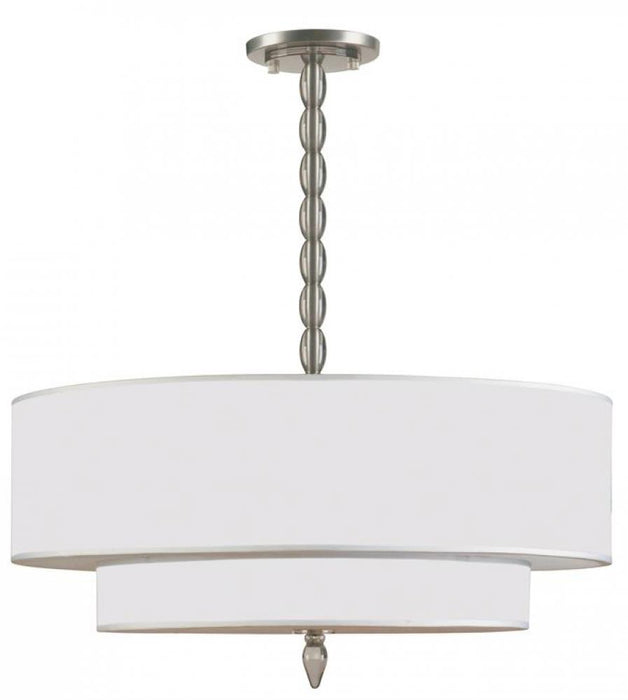 Luxo 5 Light Drum Shade Nickel Chandelier