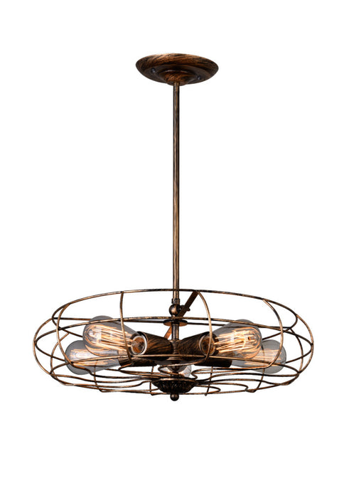 5 Light Pendant with Antique Copper finish