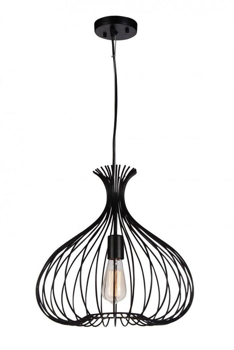 1 Light Down Pendant with Black finish