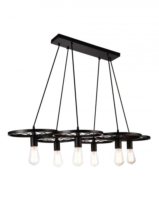 6 Light Down Chandelier with Black finish