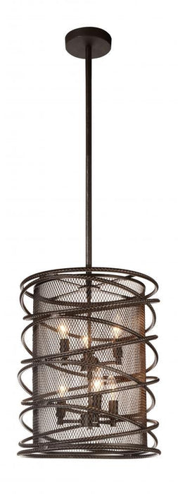 6 Light Up Chandelier with Brown finish