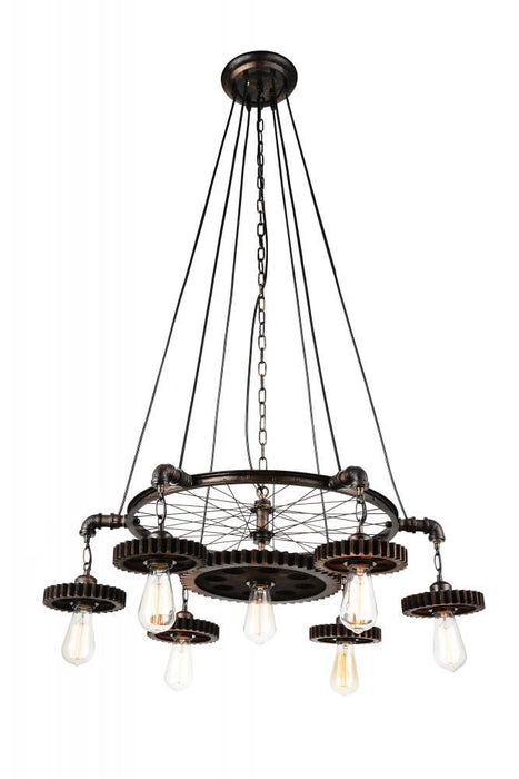 7 Light Down Chandelier with Blackened Copper finish