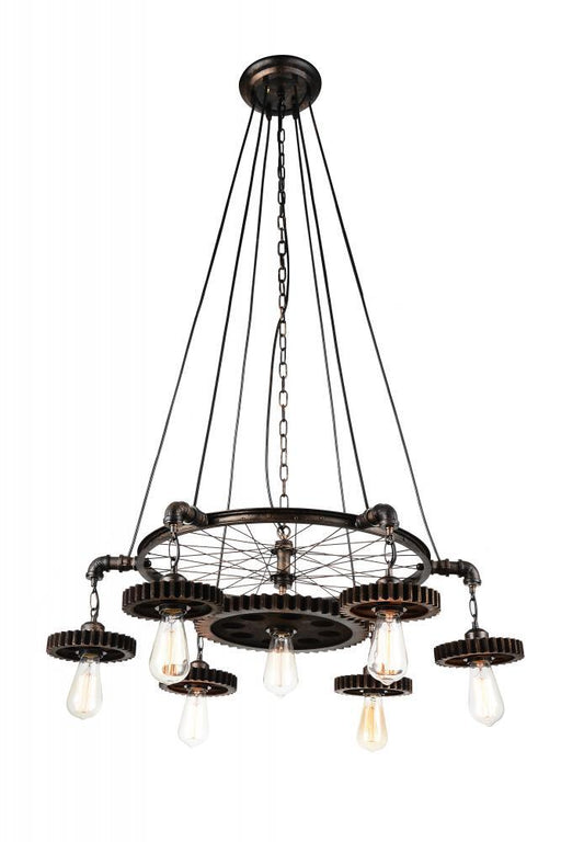 7 Light Down Chandelier with Blackened Copper finish