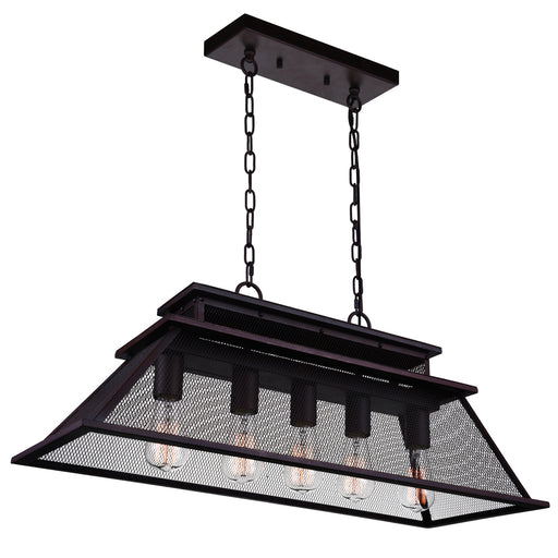 5 Light Island Chandelier with Reddish Black finish