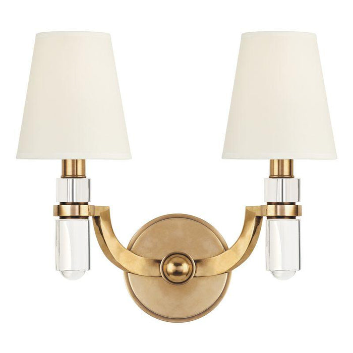 2 LIGHT WALL SCONCE w/WHITE SHADE