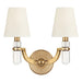 2 LIGHT WALL SCONCE w/WHITE SHADE