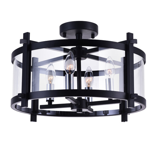 4 Light Cage Flush Mount with Black finish