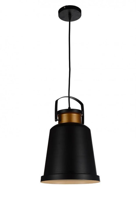 1 Light Down Pendant with Black finish