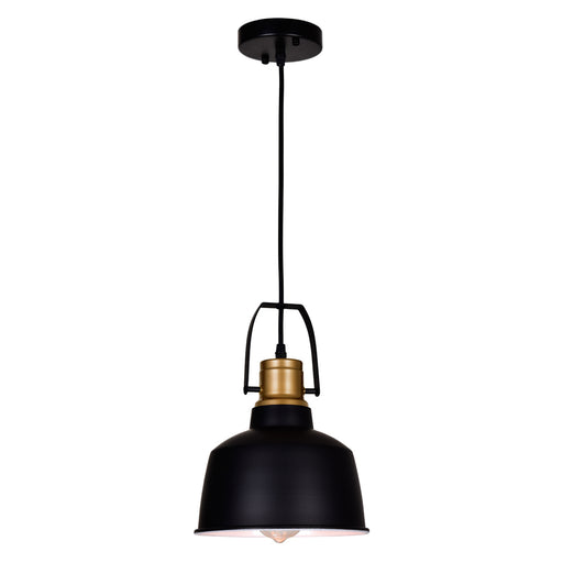 1 Light Down Pendant with Black finish