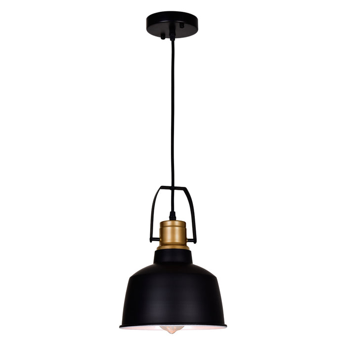 1 Light Down Pendant with Black finish