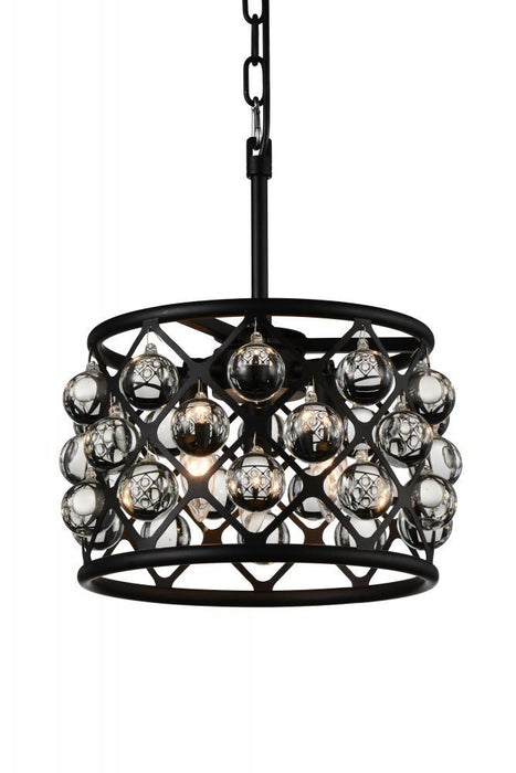 3 Light Chandelier with Black finish