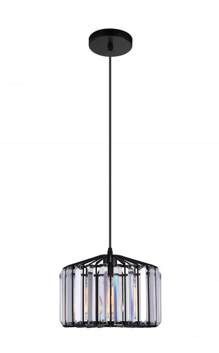 1 Light Drum Shade Pendant with Black finish