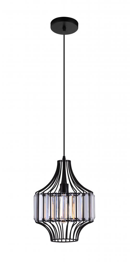 1 Light Down Pendant with Black finish