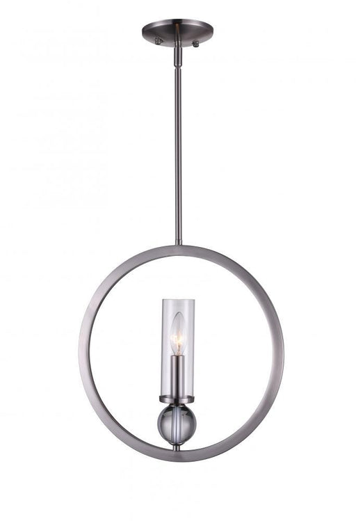 1 Light Pendant with Satin Nickel finish