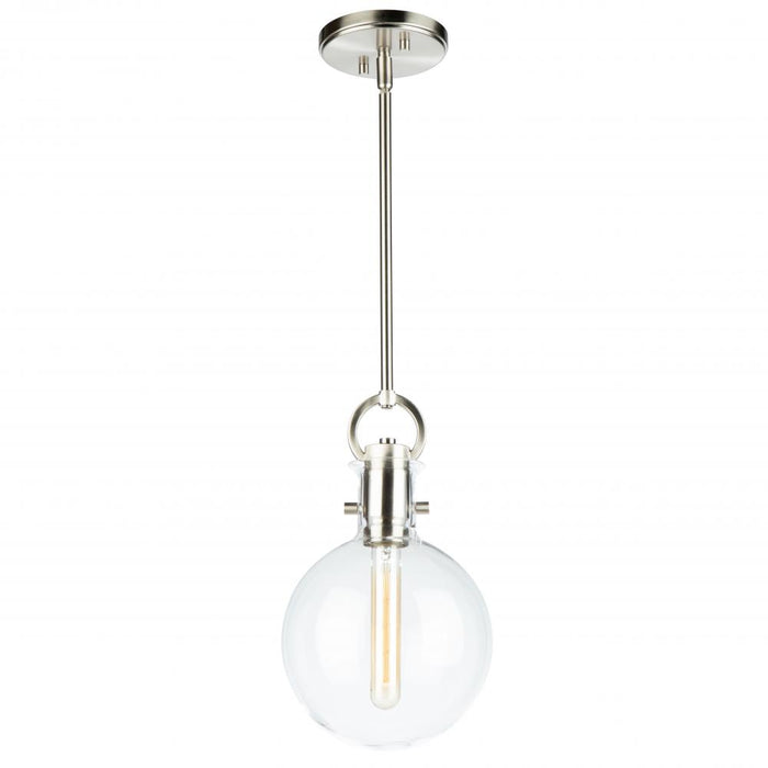 Single Round Glass Pendant (Satin Nickel)