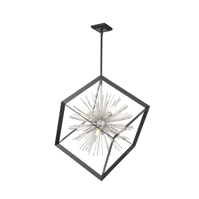 Sunburst 8 Light Chandelier (Matte Black & Chrome)