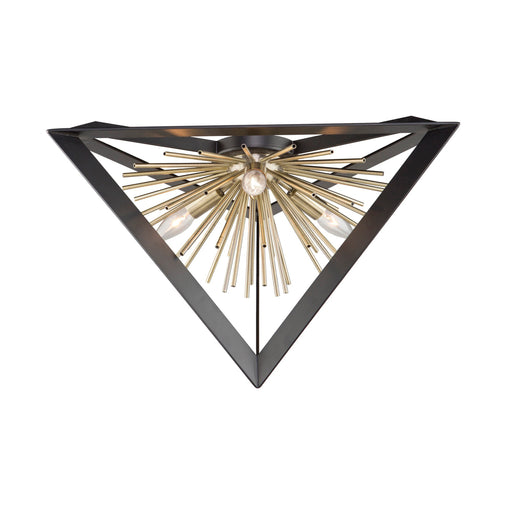 Sunburst Flush Mount (Matte Black & Satin Brass Finish)