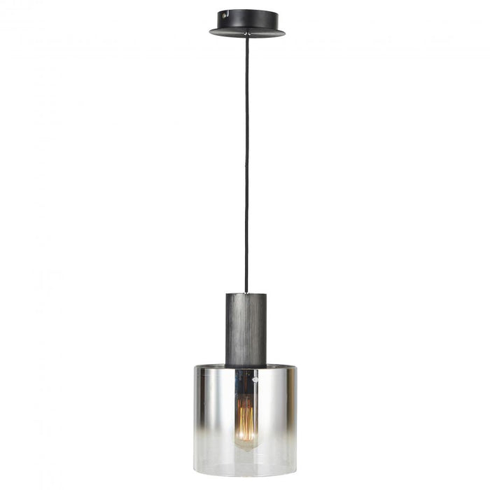 Henley 1 Light Pendant (Satin Black & Smoke Glass)