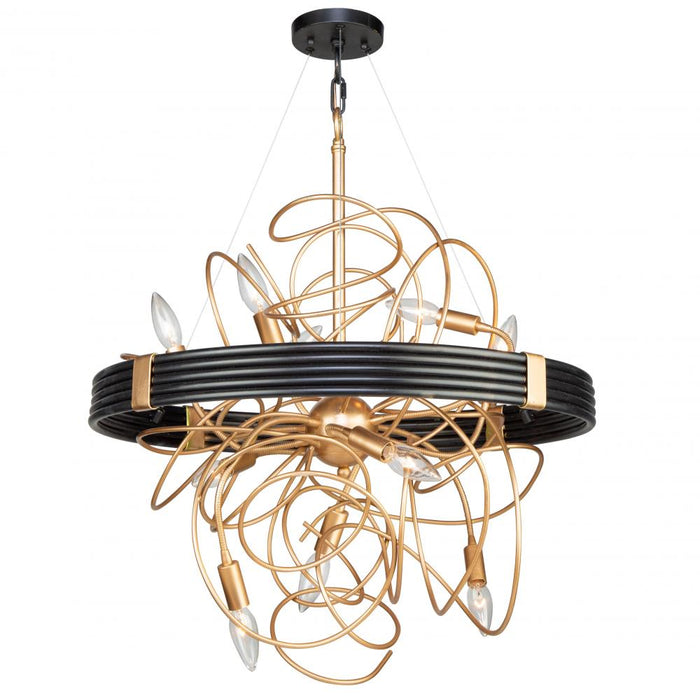 Galaxy 10 Light Chandelier ((Black & Brass)