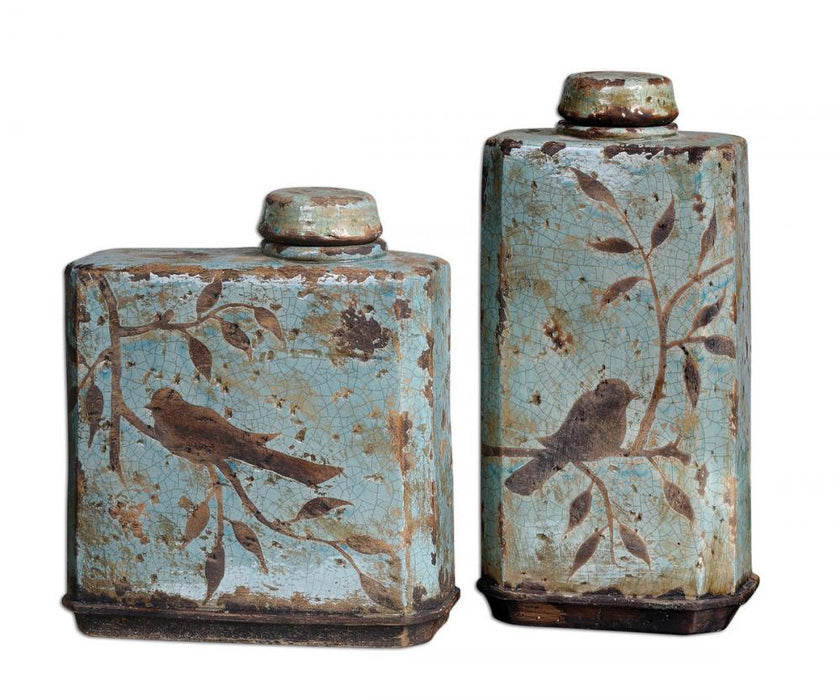 Uttermost Freya Light Sky Blue Containers, Set/2