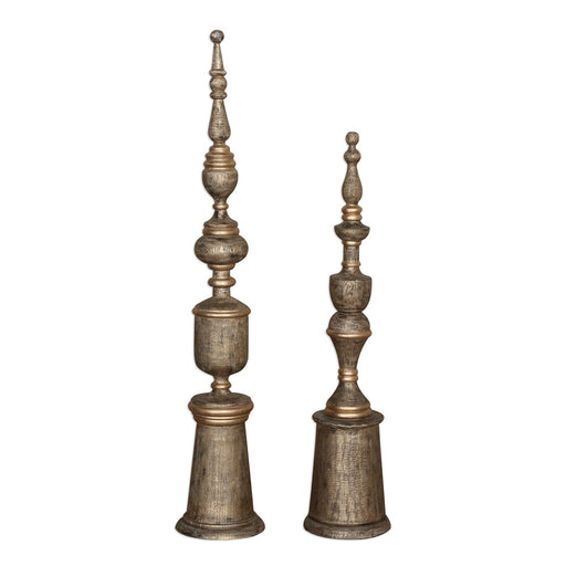 Uttermost Nalini Antique Gold Finials S/2