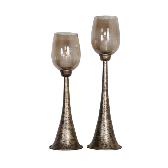 Uttermost Badal Antiqued Gold Candleholders Set/2