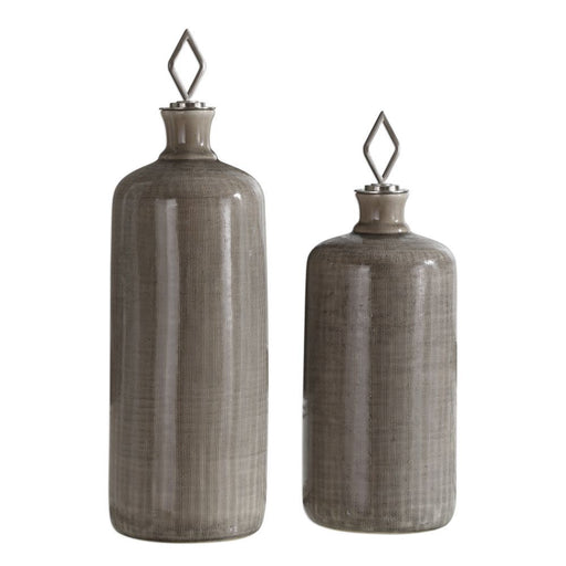 Uttermost Dhara Taupe Glaze Bottles, S/2