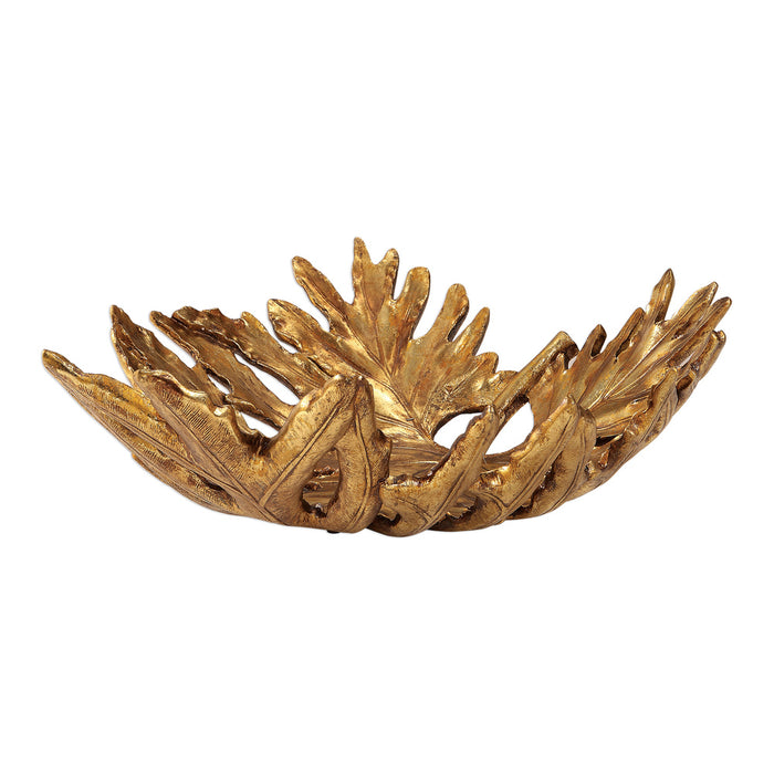 Uttermost Oak Leaf Metallic Gold Bowl