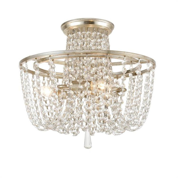 Arcadia 3 Light Antique Silver Crystal Ceiling Mount