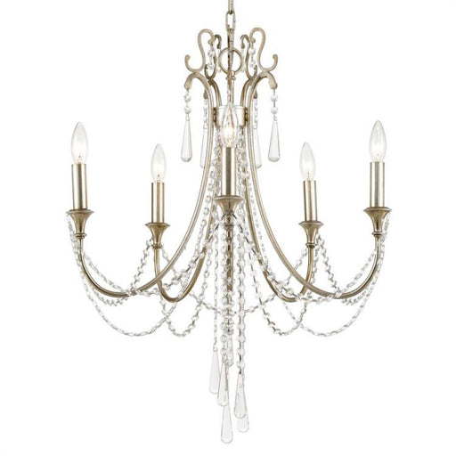 Arcadia 5 Light Antique Silver Crystal Chandelier