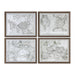Uttermost World Maps Framed Prints S/4
