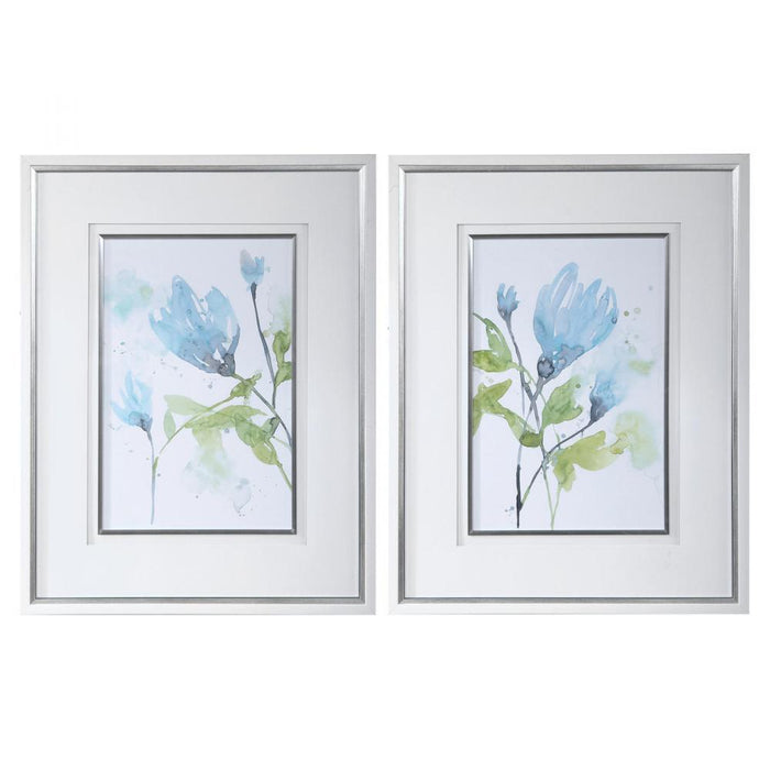 Uttermost Cerulean Splash Floral Prints, S/2
