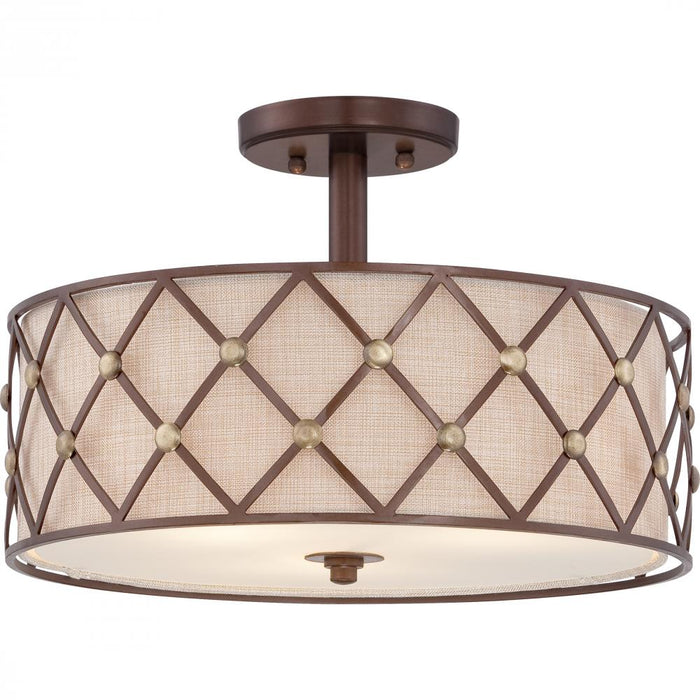 Brown Lattice Semi-Flush Mount