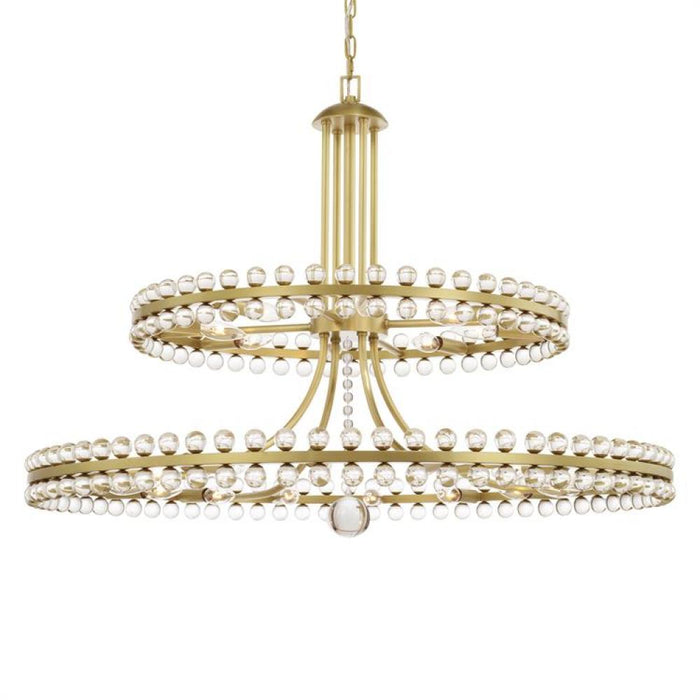 Clover 24 Light Aged Brass Two-tier Chandelier