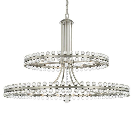 Clover 24 Light Brushed Nickel Two Tier Chandelier