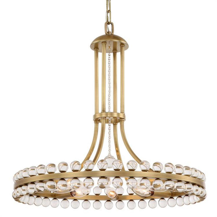 Clover 8 Light Aged Brass Chandelier