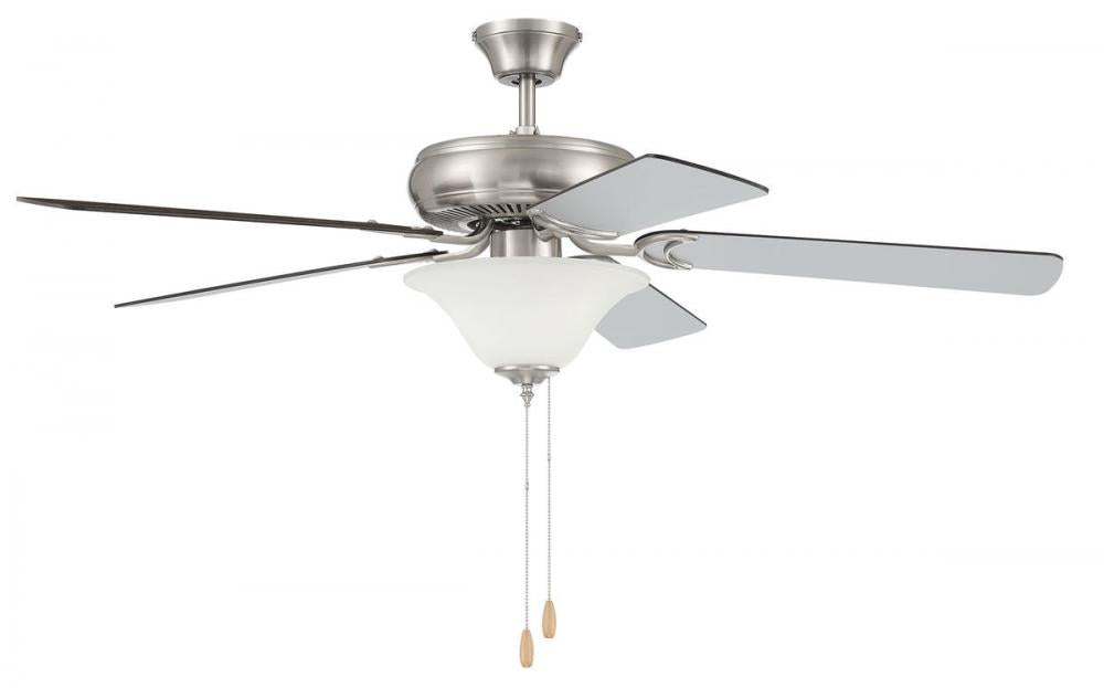 52" Ceiling Fan w/Blades & Bowl Light Kit White Glass