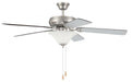 52" Ceiling Fan w/Blades & Bowl Light Kit White Glass