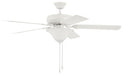 52" Ceiling Fan w/Blades & Bowl Light Kit White Glass