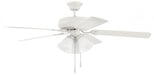 52" Ceiling Fan w/Blades & 3 Lights White Glass