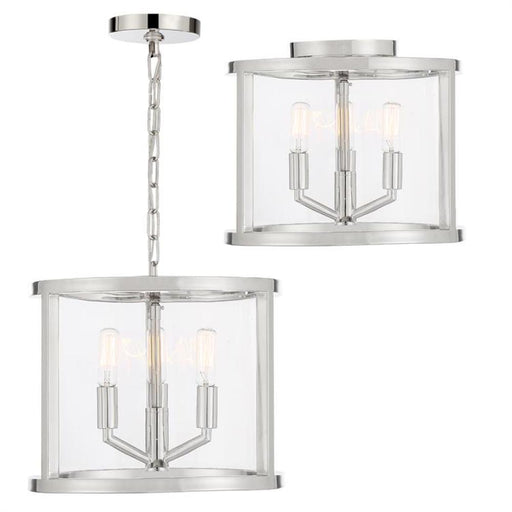 Libby Langdon for Crystorama Devon 3 Light Polished Nickel Lantern