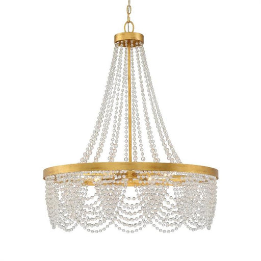 Fiona 4 Light Antique Gold Chandelier with Clear Beads