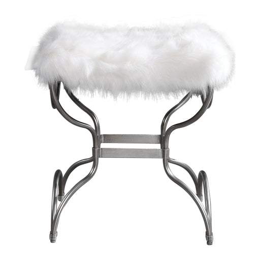 Uttermost Channon White Fur Small Bench