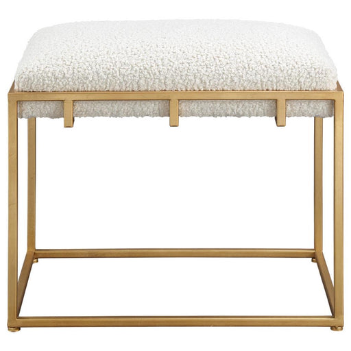 Uttermost Paradox Small Gold & White Shearling Bench