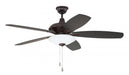 52" Ceiling Fan w/Flat Black/Greywood Blades, LED Light Kit