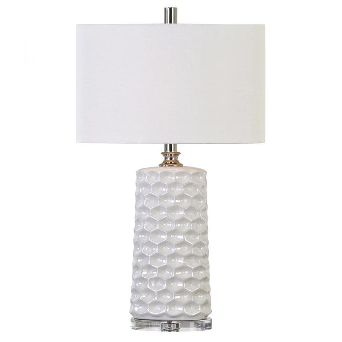 Uttermost Sesia White Honeycomb Table Lamp