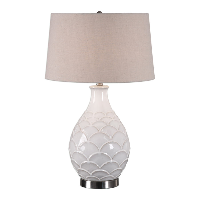 Uttermost Camellia Glossed White Table Lamp