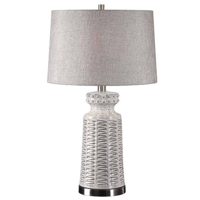 Uttermost Kansa Distressed White Table Lamp