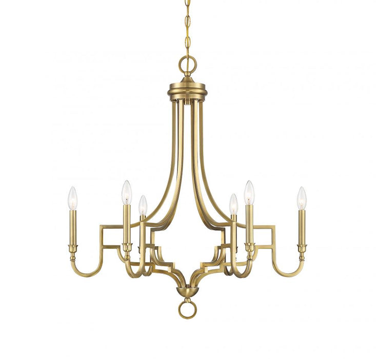 6 Light Natural Brass Chandelier